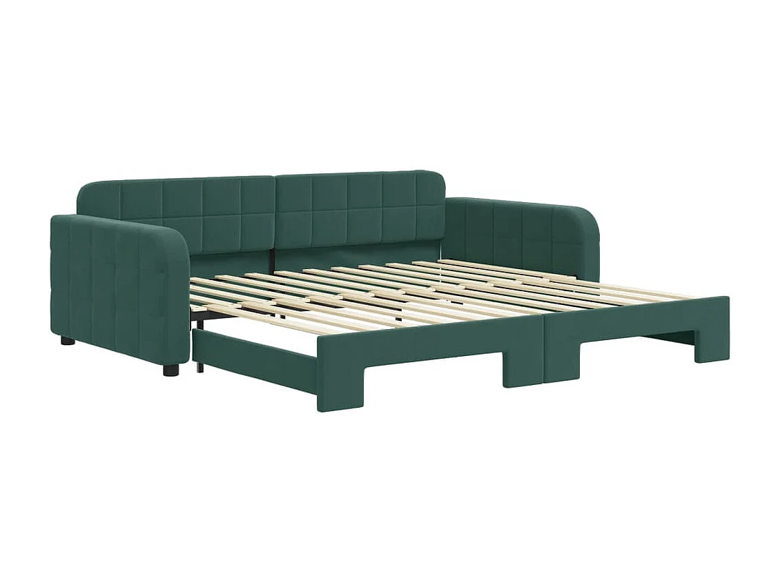 Divano letto con letto estraibile senza materasso verde scuro 100x200 cm