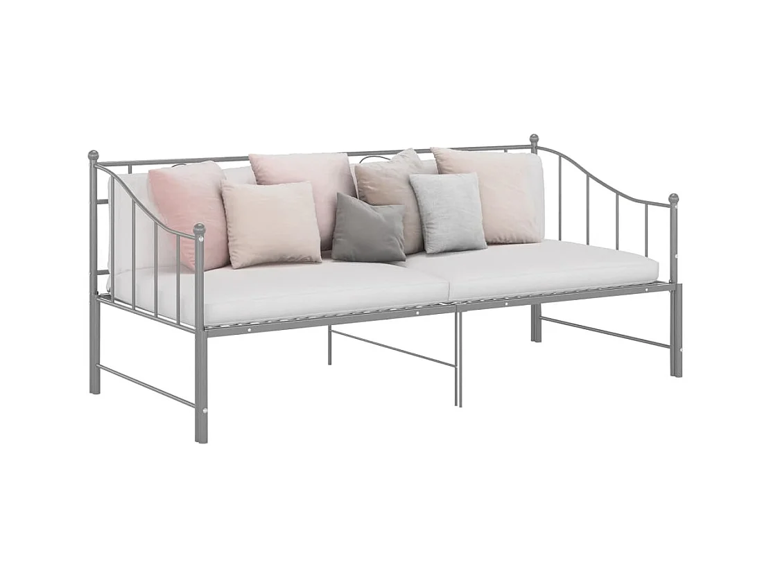 Uitschuifbaar slaapbankframe zonder matras grijs metaal 90x200cm
