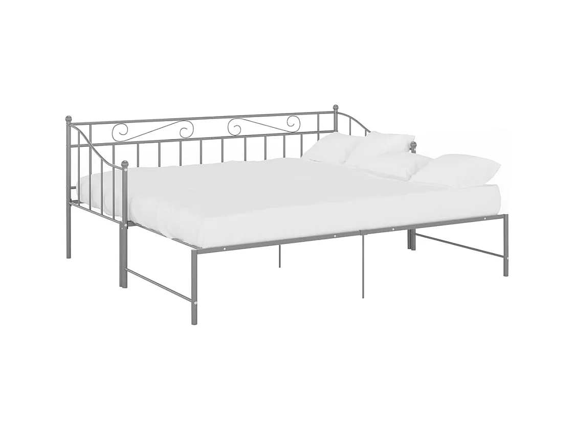 Uitschuifbaar slaapbankframe zonder matras grijs metaal 90x200cm