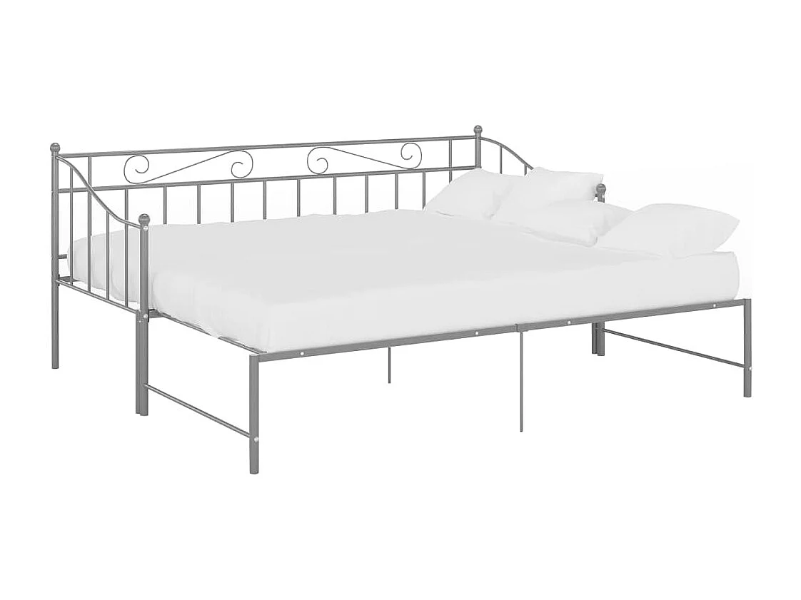 Ausziehbares Schlafsofagestell ohne Matratze, graues Metall, 90 x 200 cm