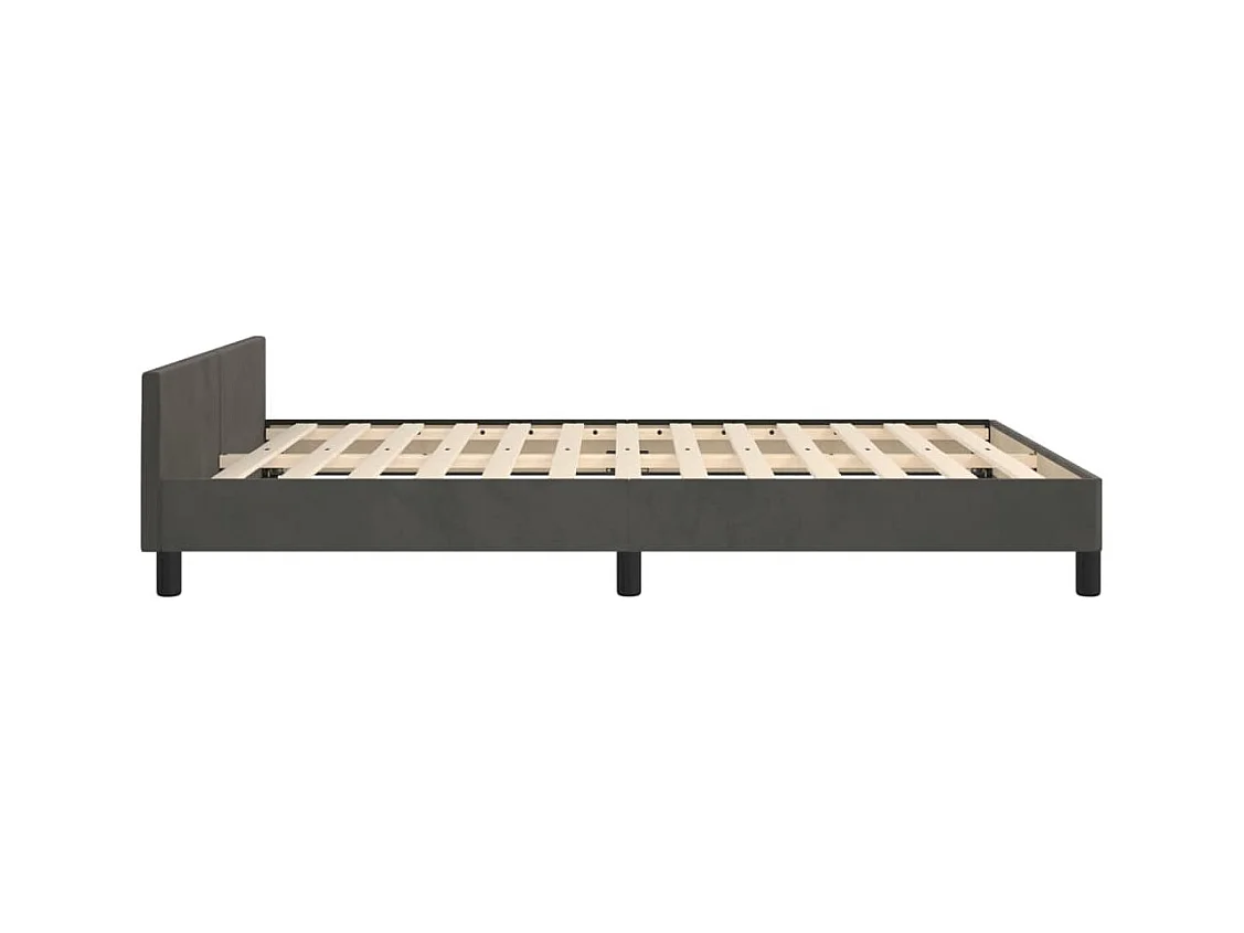 Cadre de lit sans matelas gris foncé 140x200 cm velours