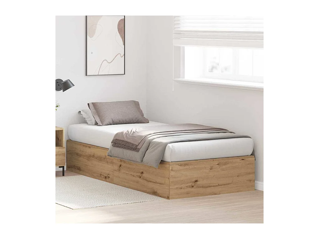 Estructura de cama de roble artesanal de 90 x 200 cm de madera de ingeniería