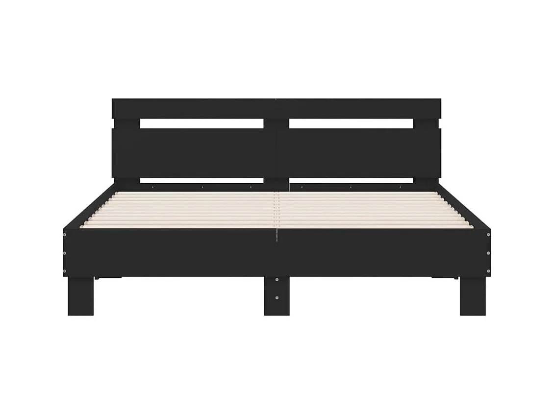 Estructura de cama con LED sin colchón negra 140x190 cm