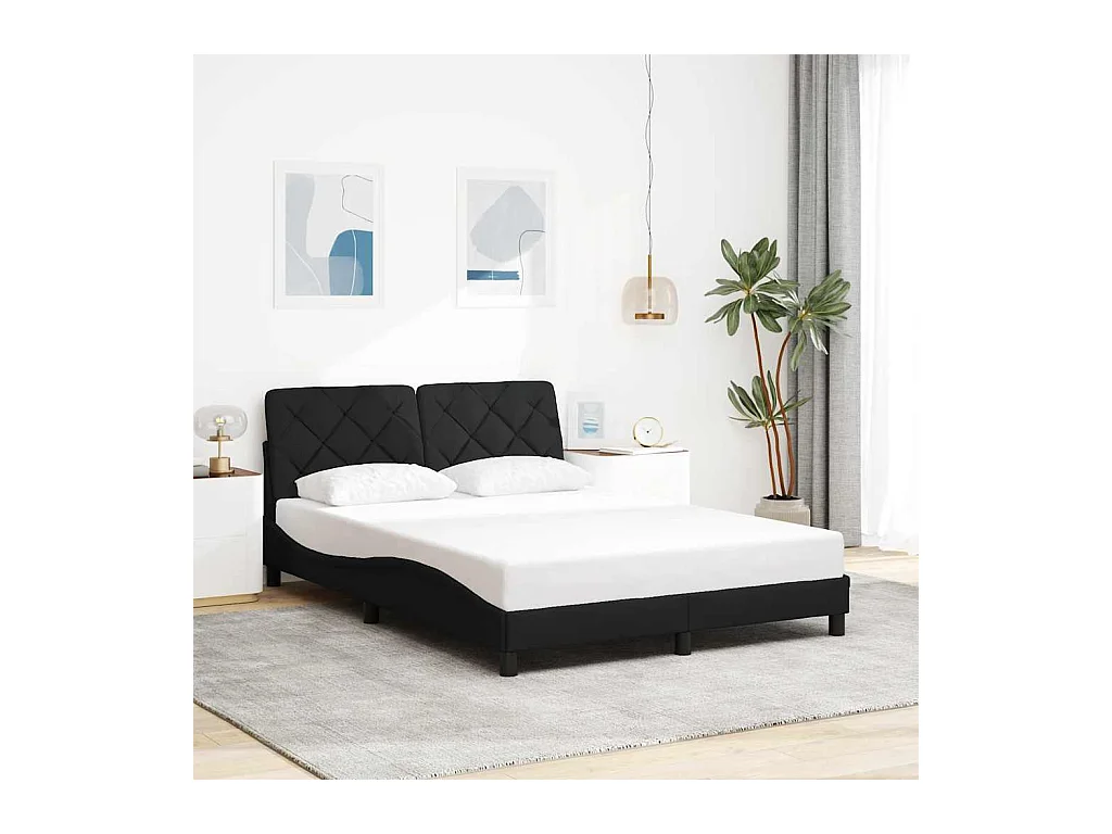 Struttura letto senza materasso nera 140x190 cm tessuto