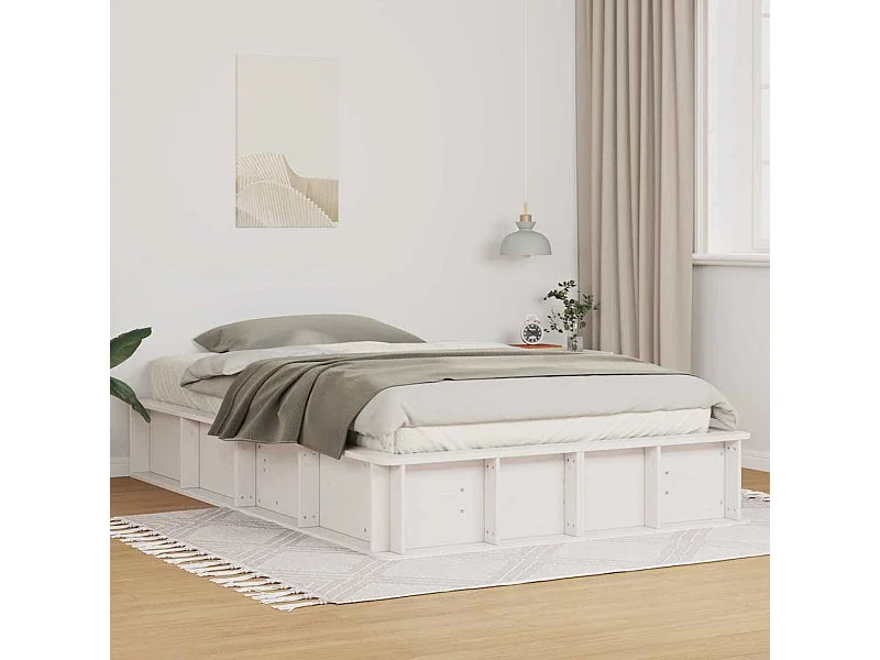 Bedframe met opbergruimte Wit 210 x 118 x 30 cm Massief grenen