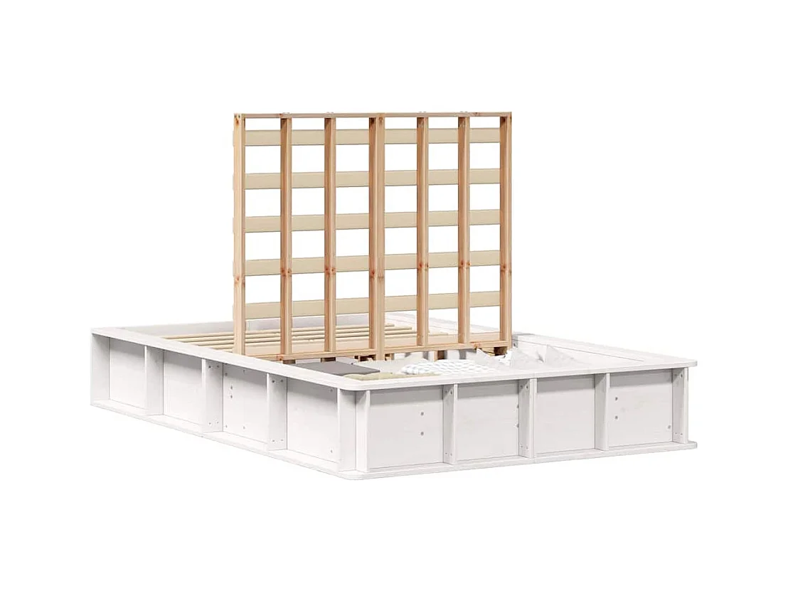 Bedframe met opbergruimte Wit 210 x 118 x 30 cm Massief grenen