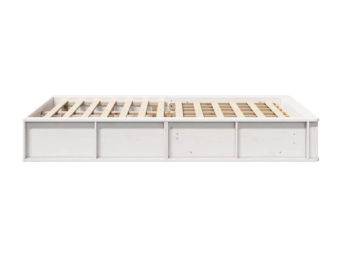Bedframe met opbergruimte Wit 210 x 118 x 30 cm Massief grenen