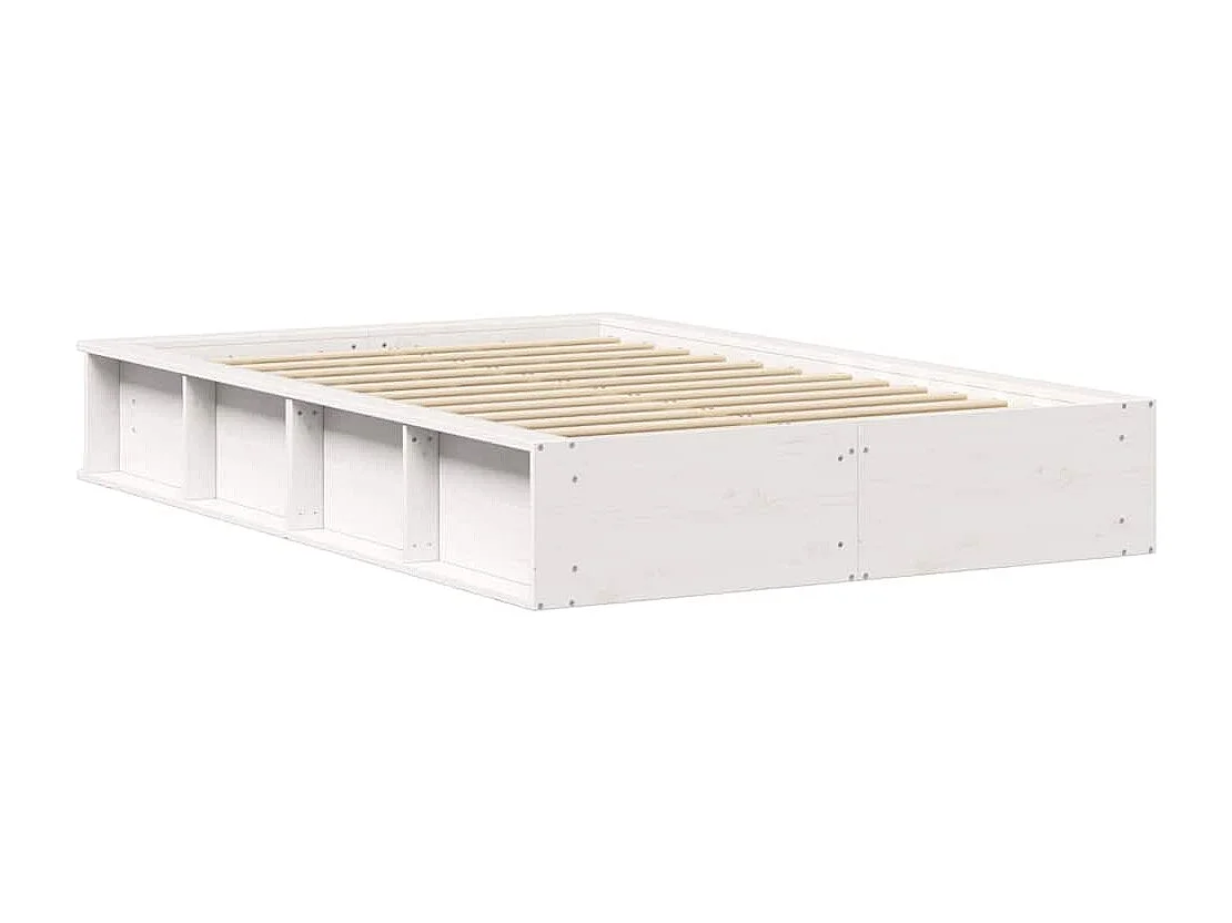Bedframe met opbergruimte Wit 210 x 118 x 30 cm Massief grenen