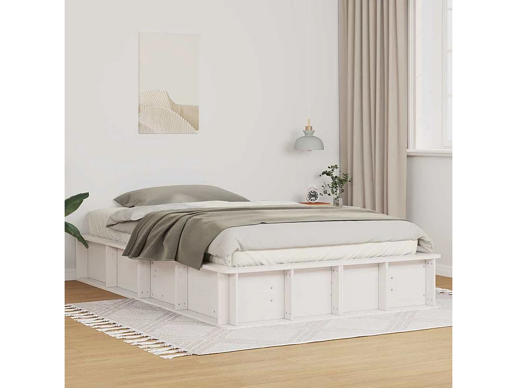Estructura de cama con almacenaje Blanco 210 x 118 x 30 cm Pino macizo