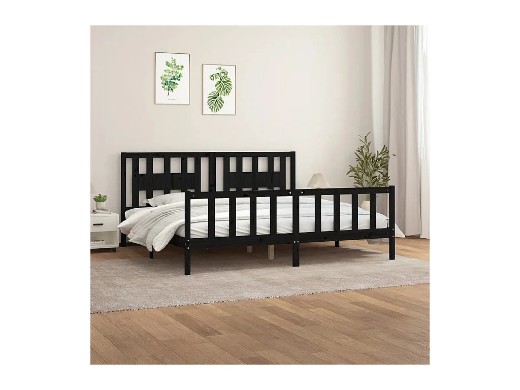 Bedframe zonder matras zwart massief grenenhout 200x200 cm