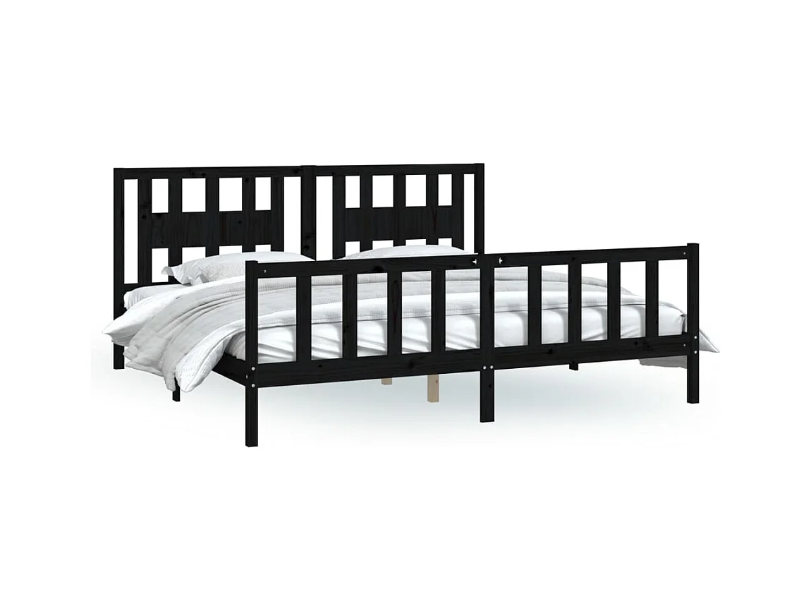 Bedframe zonder matras zwart massief grenenhout 200x200 cm