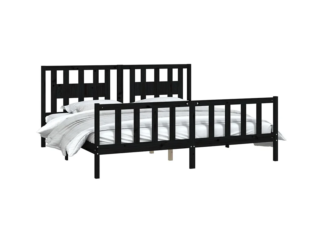 Bedframe zonder matras zwart massief grenenhout 200x200 cm