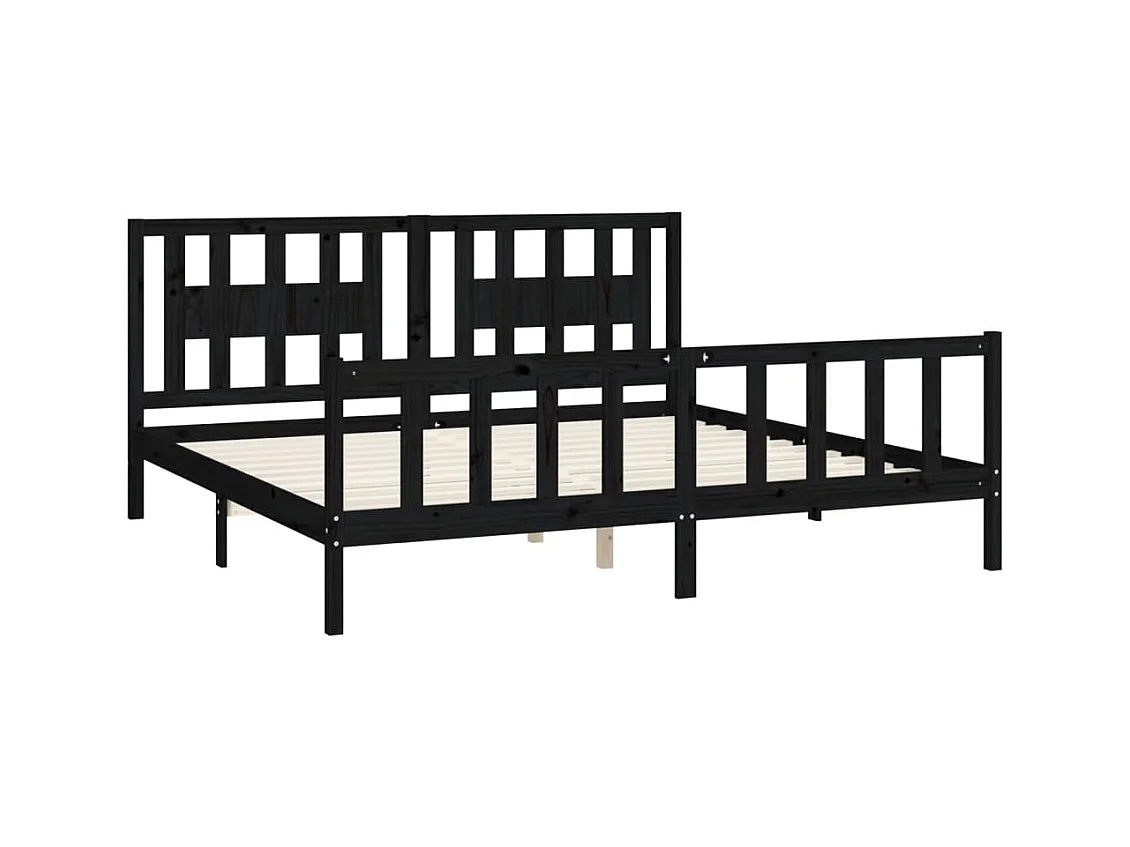 Bedframe zonder matras zwart massief grenenhout 200x200 cm