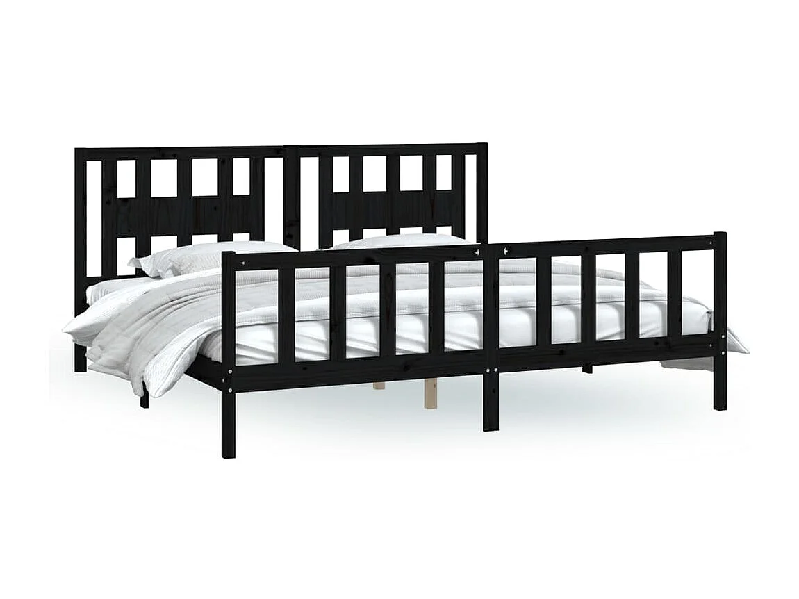 Bedframe zonder matras zwart massief grenenhout 200x200 cm