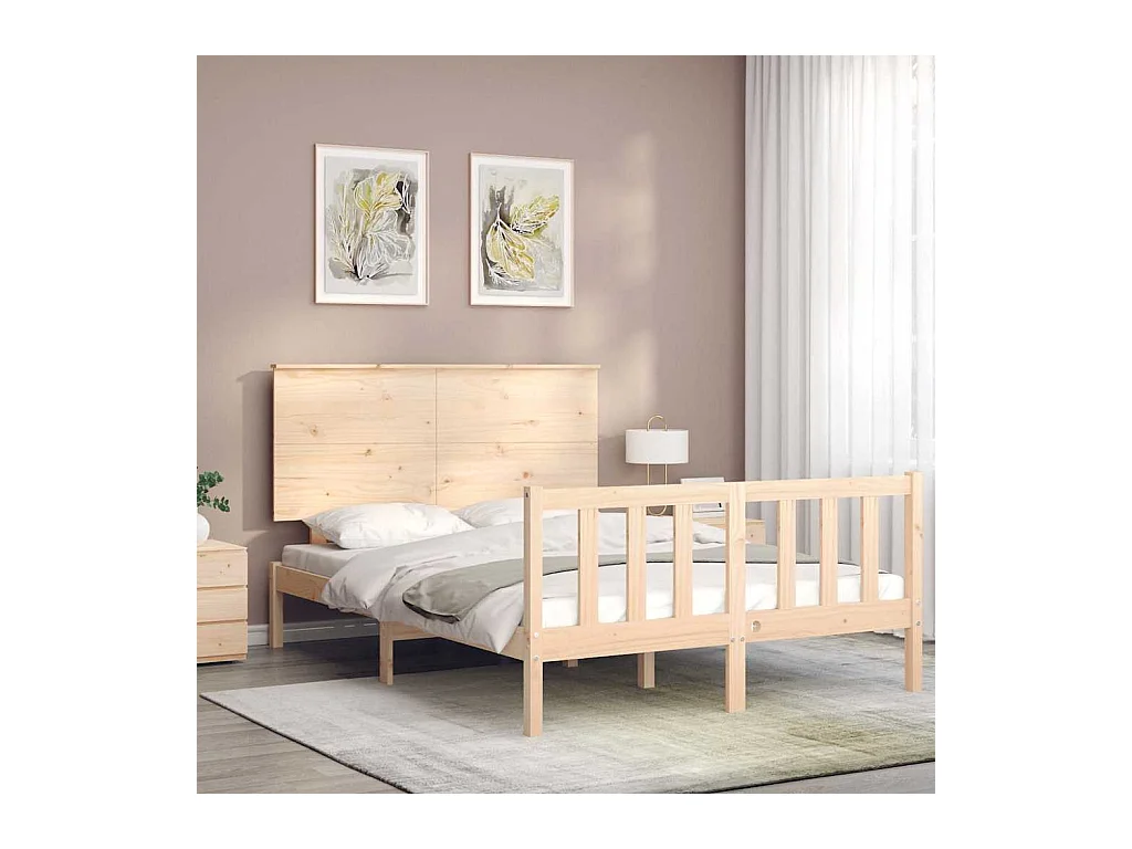 Struttura letto senza materasso 140x190 cm in legno massello di pino