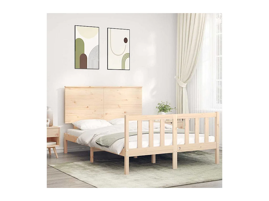 Cadre de lit sans matelas 140x190 cm bois de pin massif