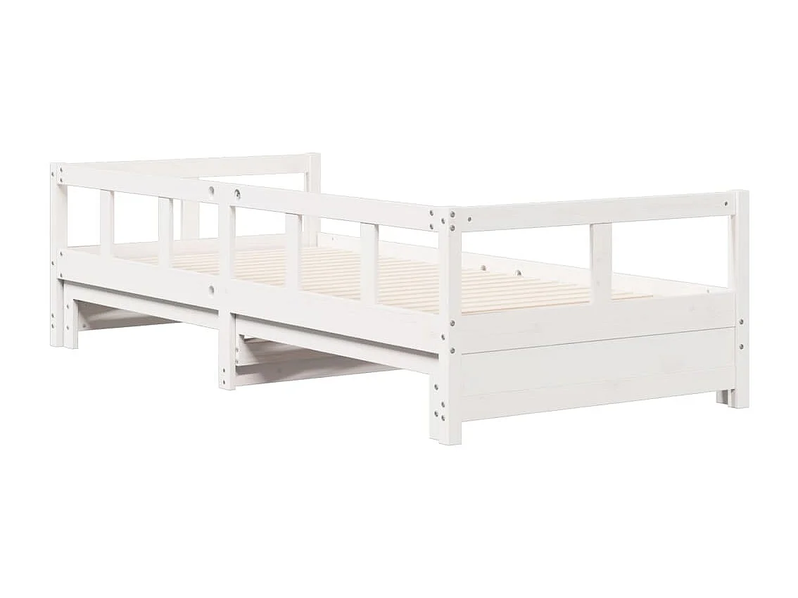 Cama de día sin colchón blanco 90x200 cm madera maciza de pino