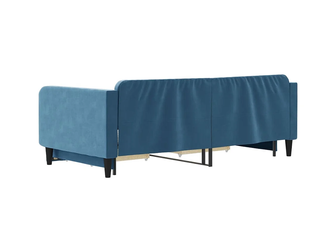 Divano letto con rotelle e cassetti senza materasso blu 100x200cm