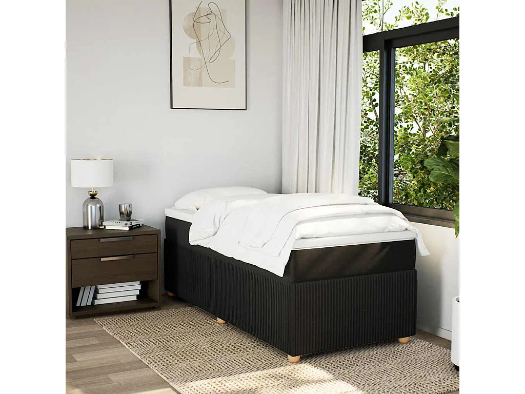 Lattenbodem met matras Zwart 90x190 cm Stof