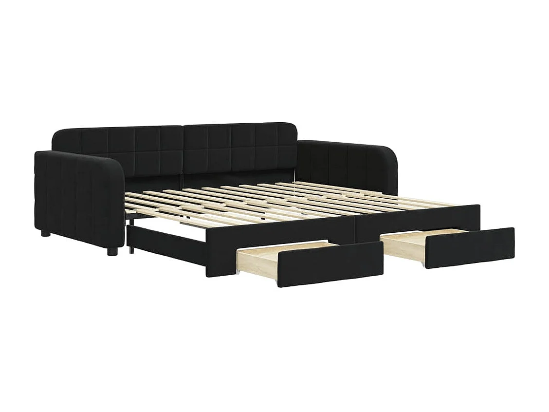 Dagbed met onderschuifbed en lades zonder matras zwart 100x200cm