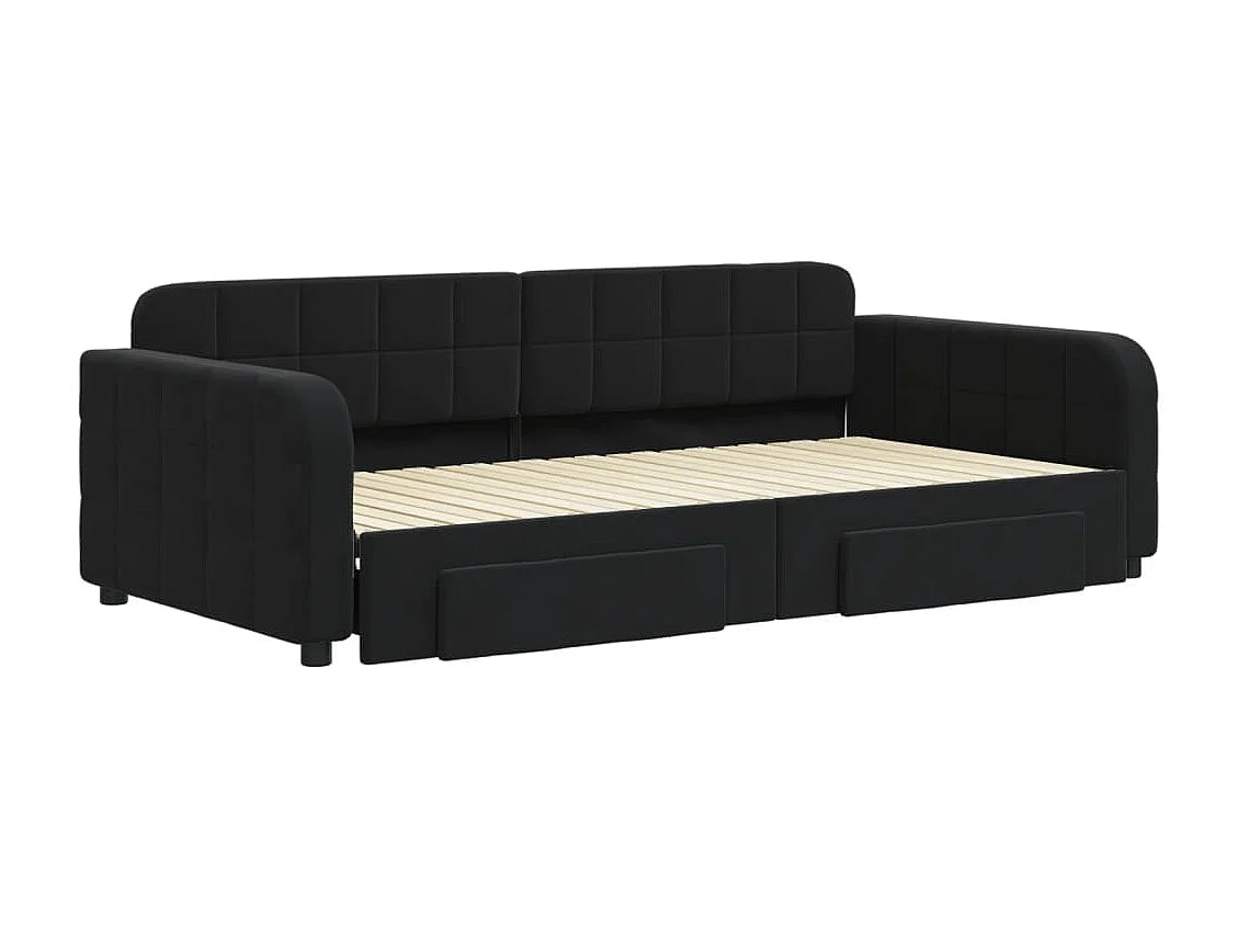 Dagbed met onderschuifbed en lades zonder matras zwart 100x200cm