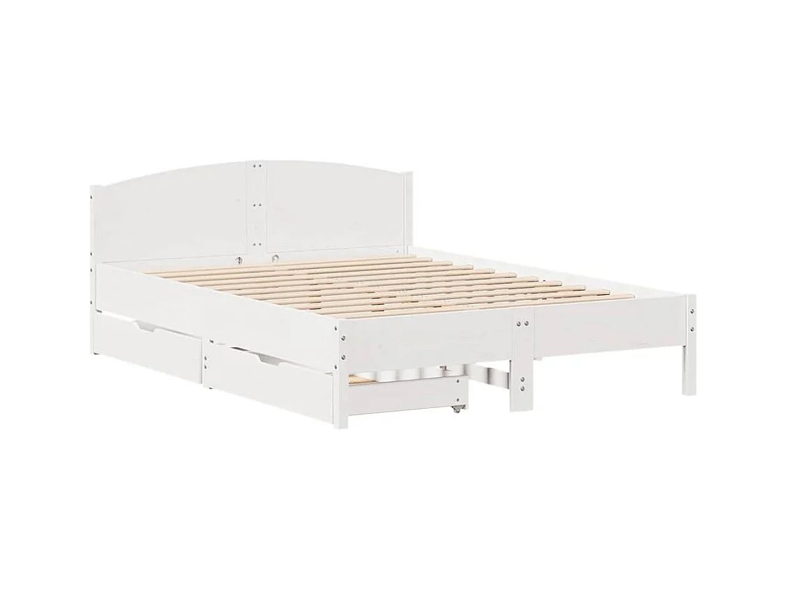 Struttura letto senza materasso bianco 160x200 cm in legno massello di pino