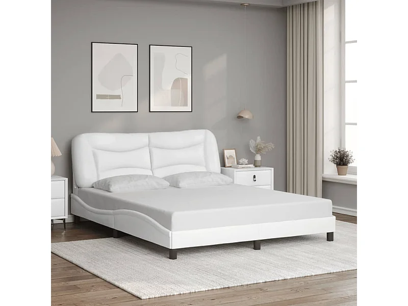 Estructura de cama sin colchón blanca 160x200 cm símil piel