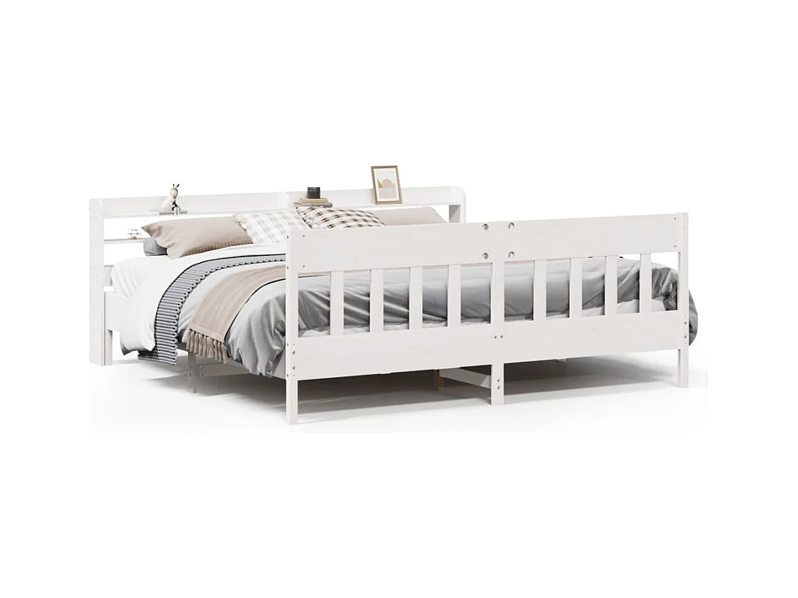 Bedframe zonder matras wit 200x200 cm massief grenenhout