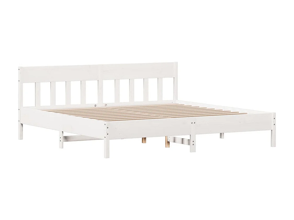 Estructura de cama sin colchón blanca 200x200 cm madera maciza de pino