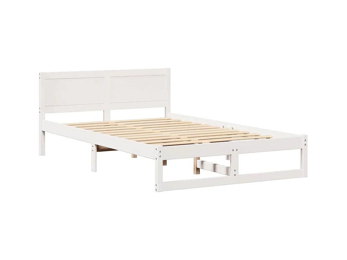 Struttura letto bianca 140 x 190 cm Legno massello di pino
