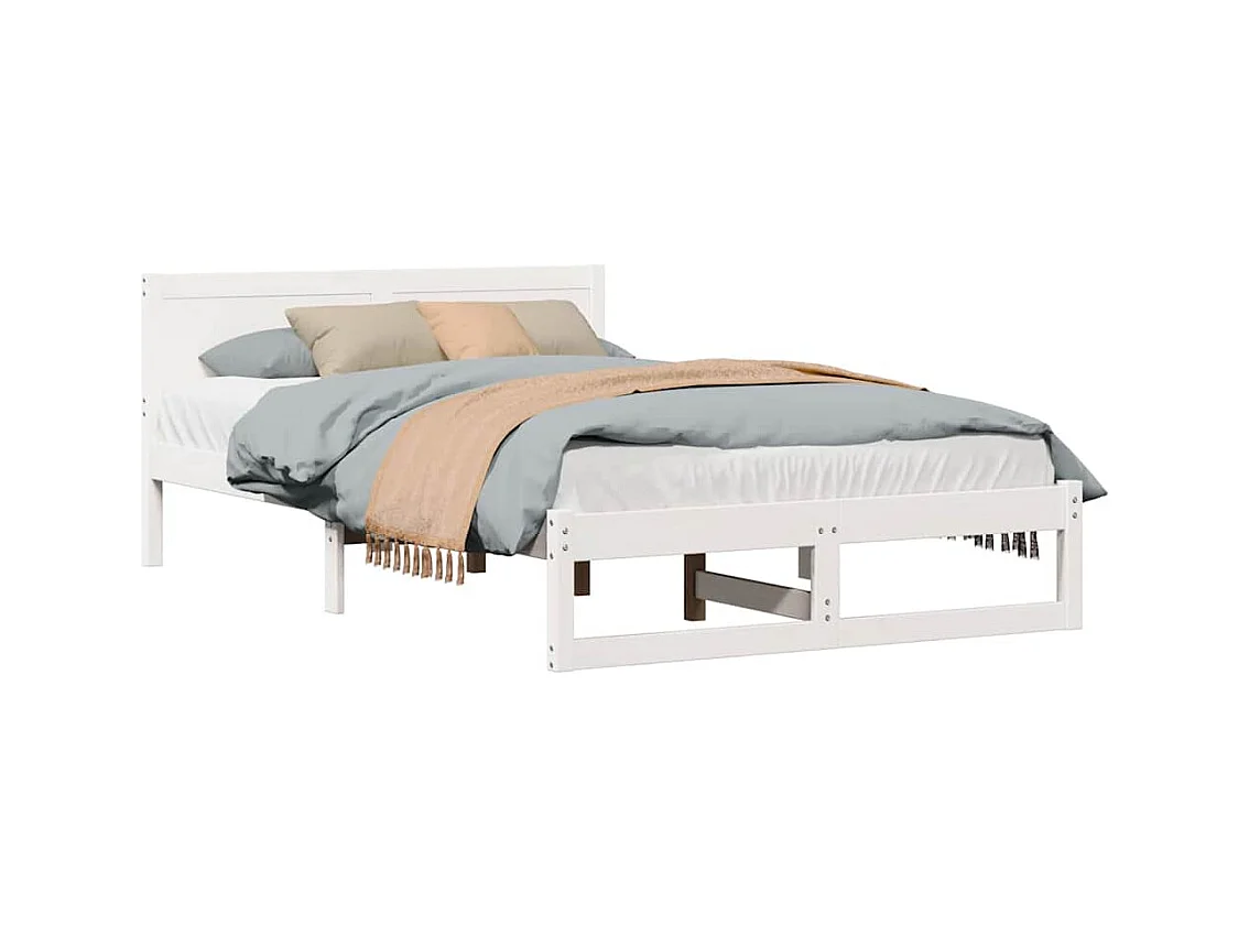 Struttura letto bianca 140 x 190 cm Legno massello di pino