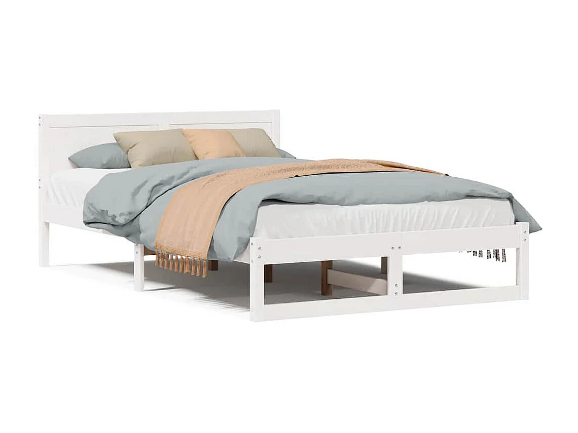 Struttura letto bianca 140 x 190 cm Legno massello di pino
