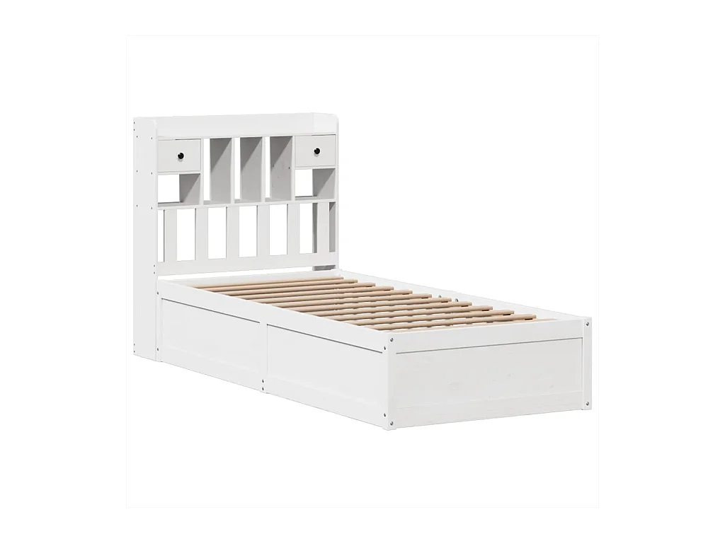 Estructura de cama sin colchón blanca 75x190 cm madera maciza de pino