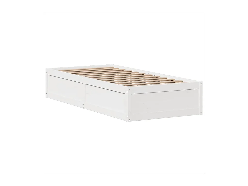 Estructura de cama sin colchón blanca 75x190 cm madera maciza de pino
