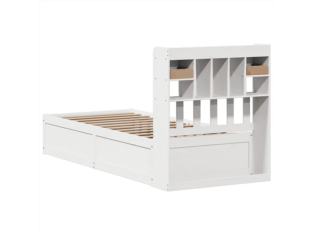 Estructura de cama sin colchón blanca 75x190 cm madera maciza de pino