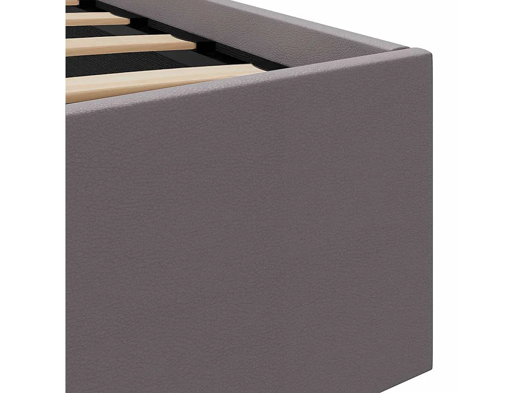 Estructura de cama con almacenaje de piel sintética gris con LED 160x200 cm