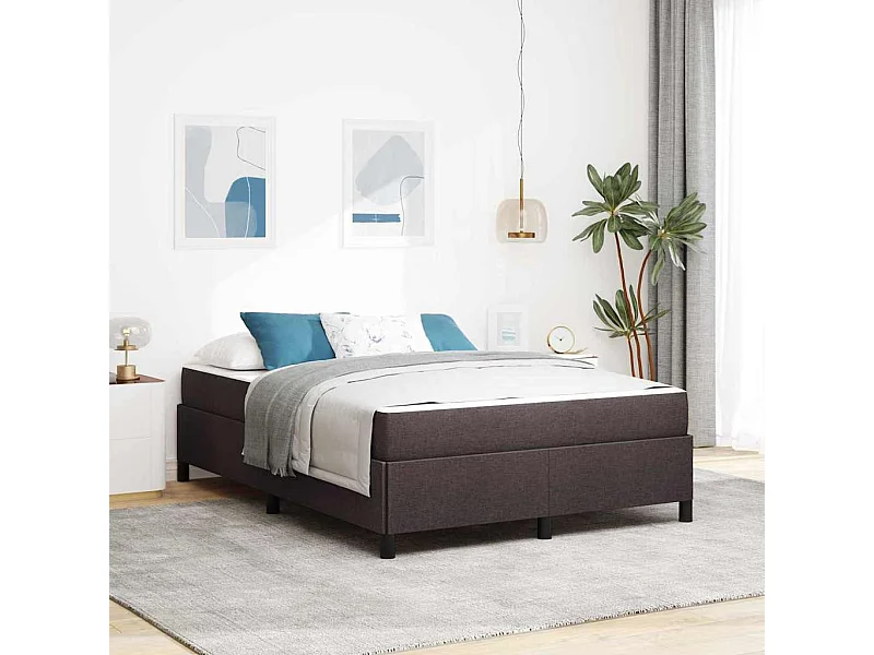 Bruin boxspringbed 140 x 200 cm Stof en bewerkt hout