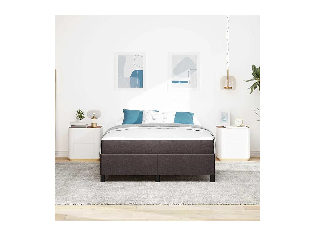 Bruin boxspringbed 140 x 200 cm Stof en bewerkt hout