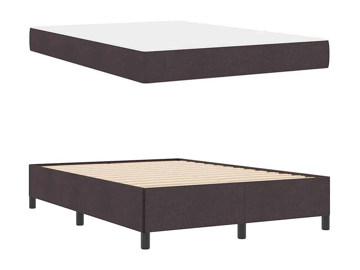 Bruin boxspringbed 140 x 200 cm Stof en bewerkt hout