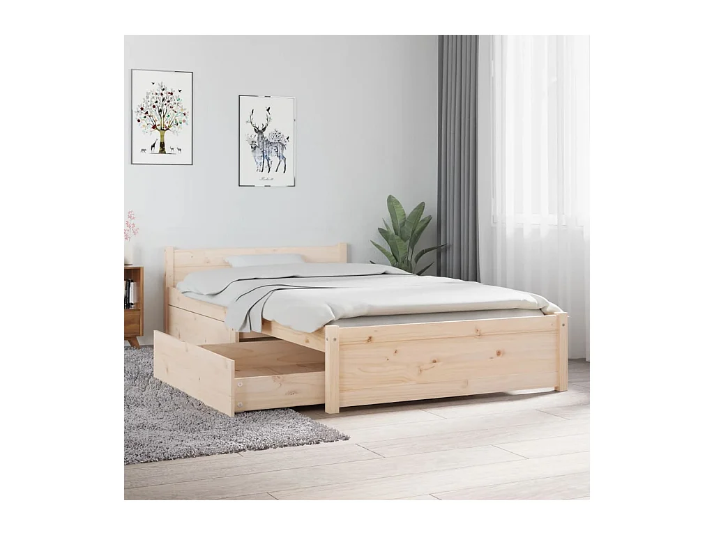 Cadre de lit sans matelas avec tiroirs