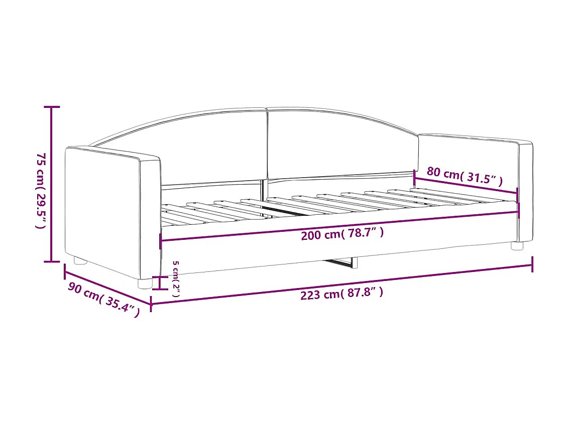 Lit de repos sans matelas gris clair 80x200 cm tissu