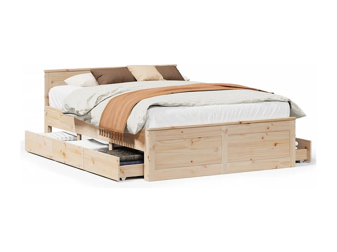 Struttura letto senza materasso con testiera 140x200 cm in legno di pino