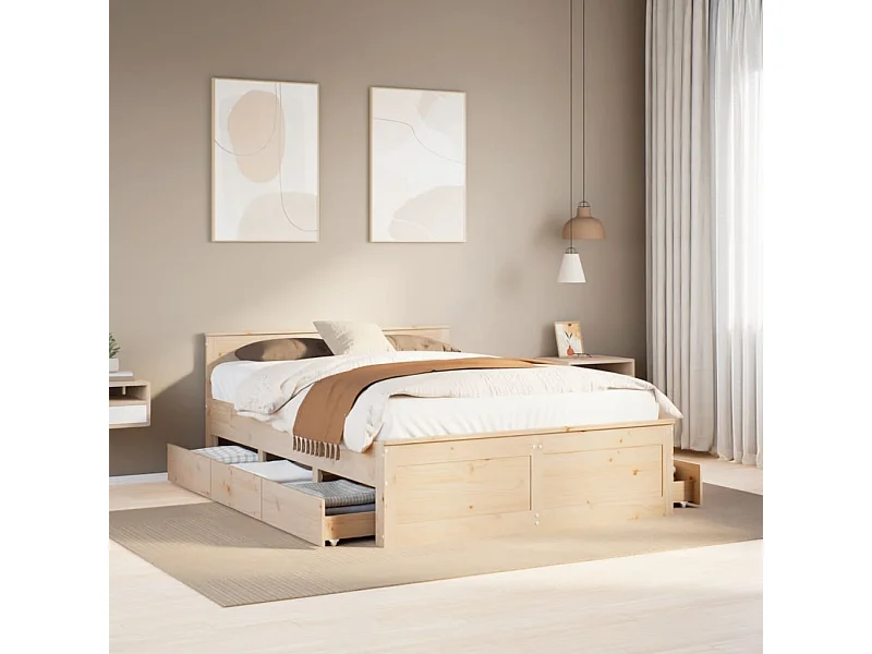 Struttura letto senza materasso con testiera 140x200 cm in legno di pino