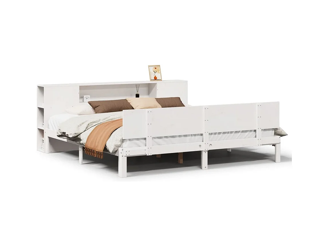 Wit boekenkastbed zonder matras 200x200 cm massief grenenhout