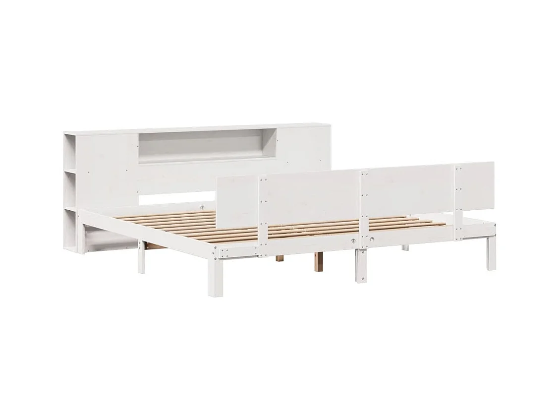 Wit boekenkastbed zonder matras 200x200 cm massief grenenhout