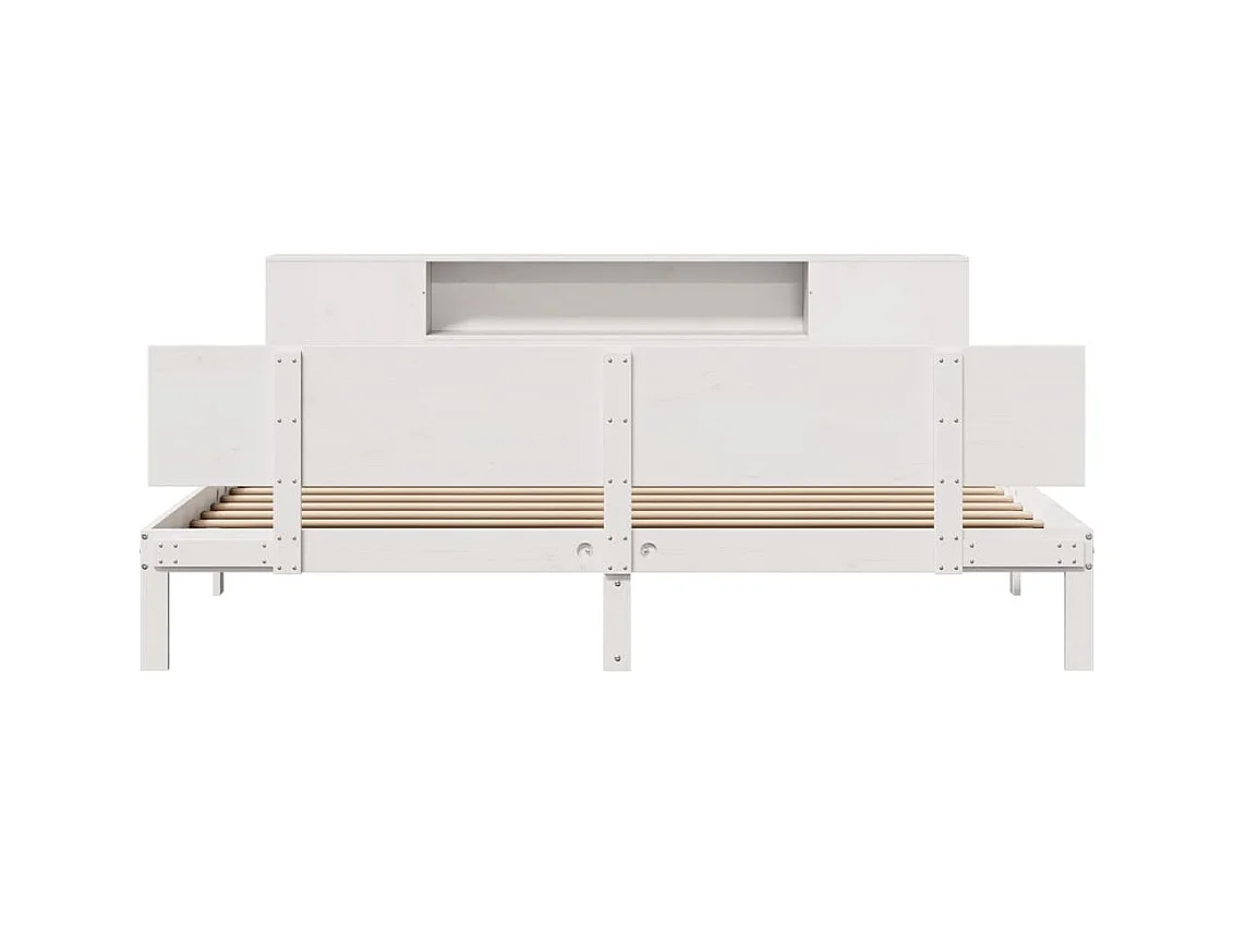 Wit boekenkastbed zonder matras 200x200 cm massief grenenhout