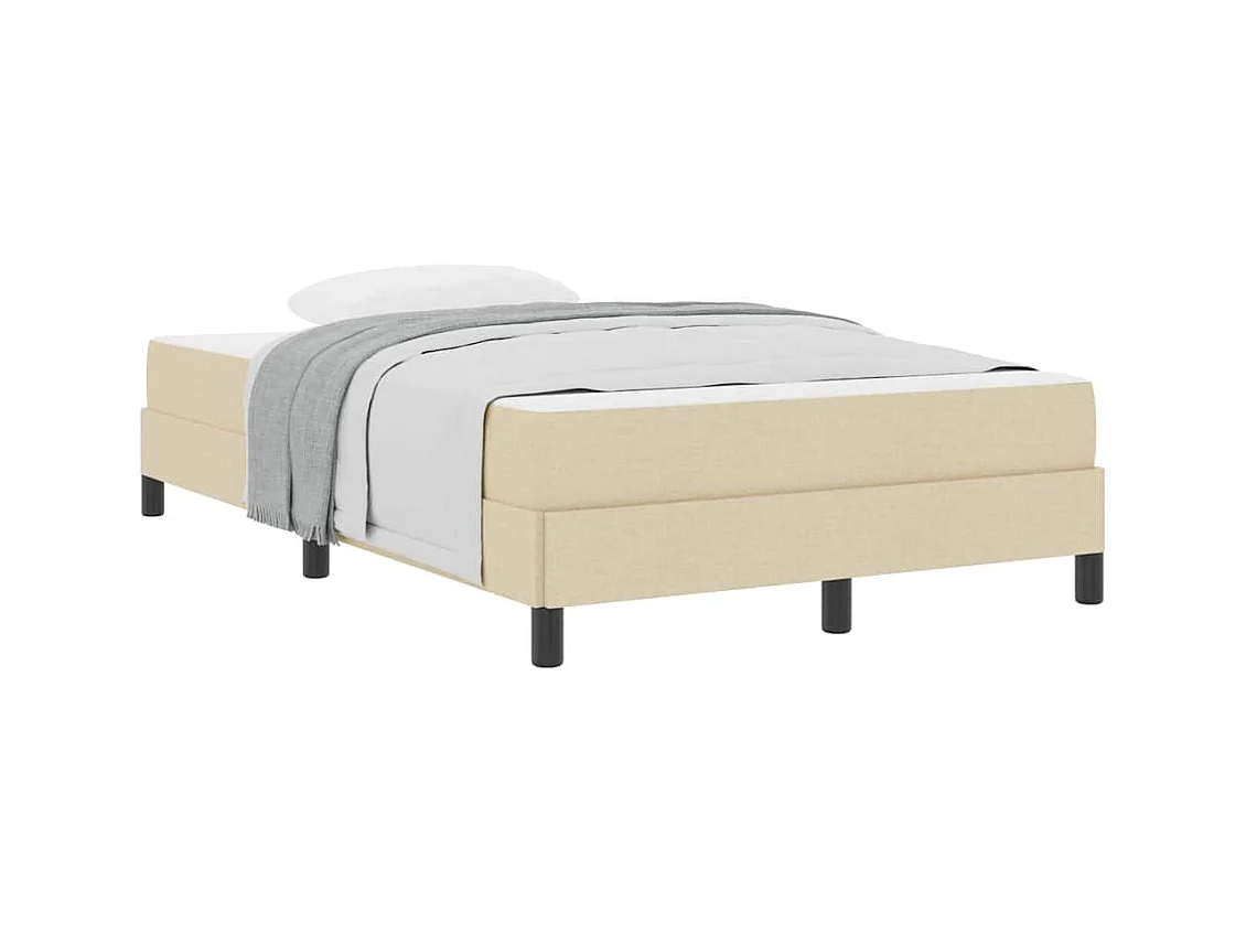 Lit à ressorts avec matelas Crème 120 x 190 cm tissu