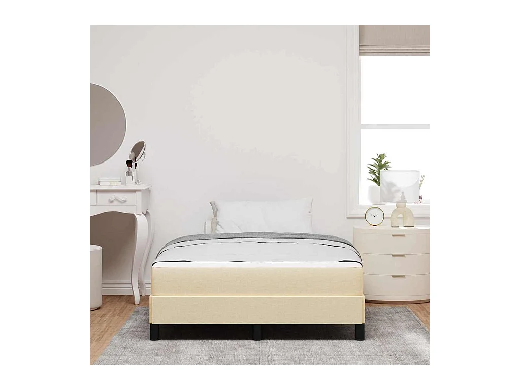 Lit à ressorts avec matelas Crème 120 x 190 cm tissu