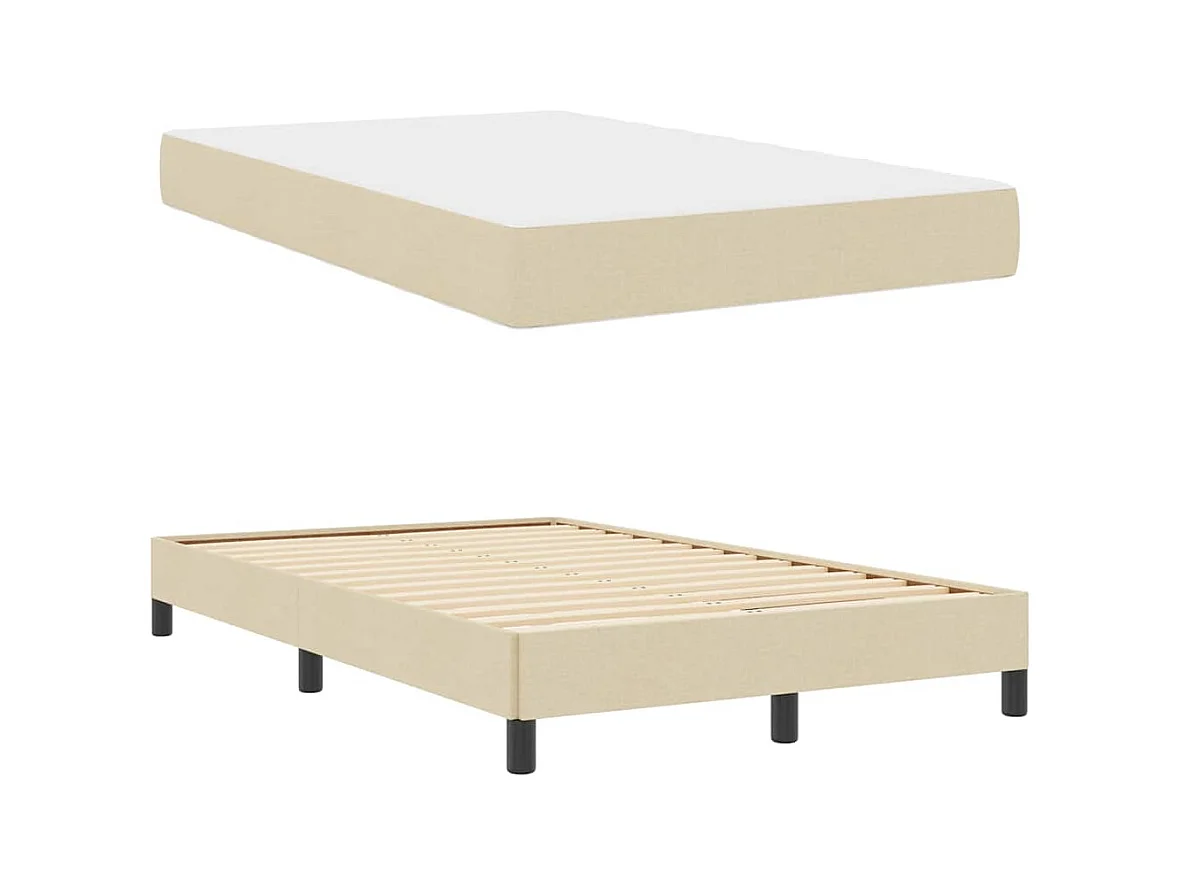 Lit à ressorts avec matelas Crème 120 x 190 cm tissu