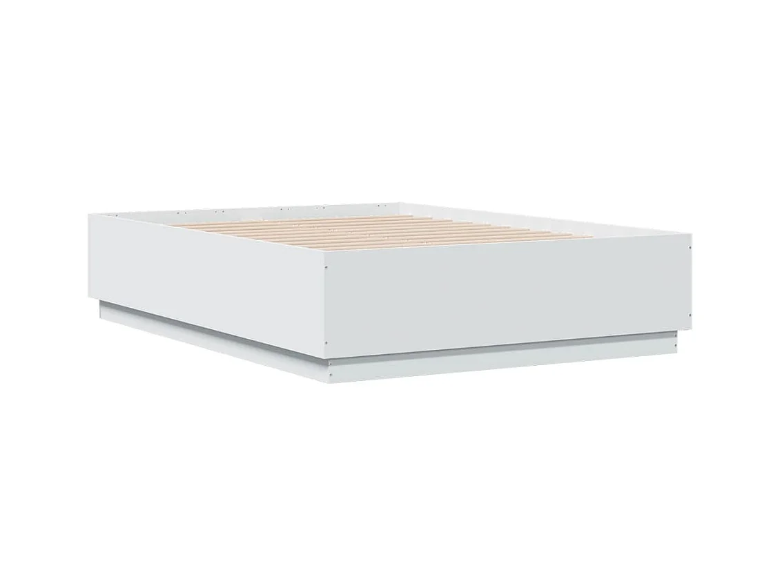Bedframe met LED zonder matras wit 135x190 cm